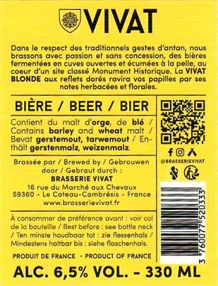 Etiquette BRASSERIE ABBAYE DU CATEAU 75B