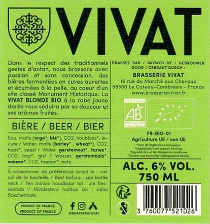 Etiquette BRASSERIE ABBAYE DU CATEAU 77B