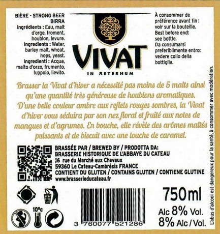 Etiquette BRASSERIE ABBAYE DU CATEAU 78B