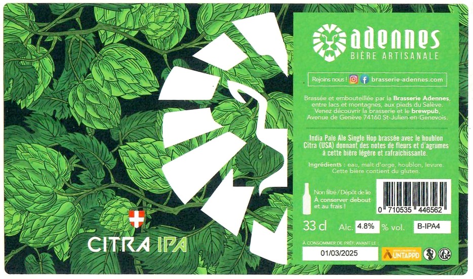 Etiquette BRASSERIE ADENNES 12