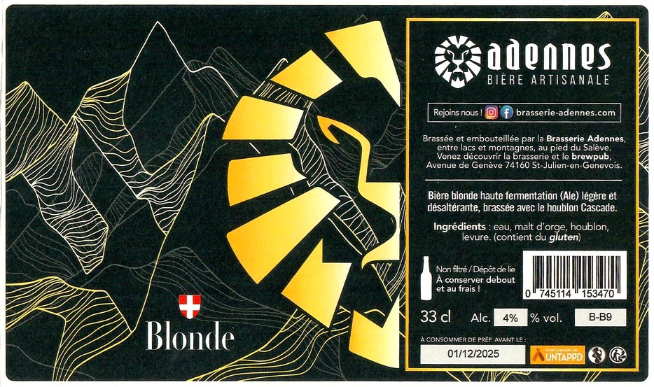 Etiquette BRASSERIE ADENNES 14