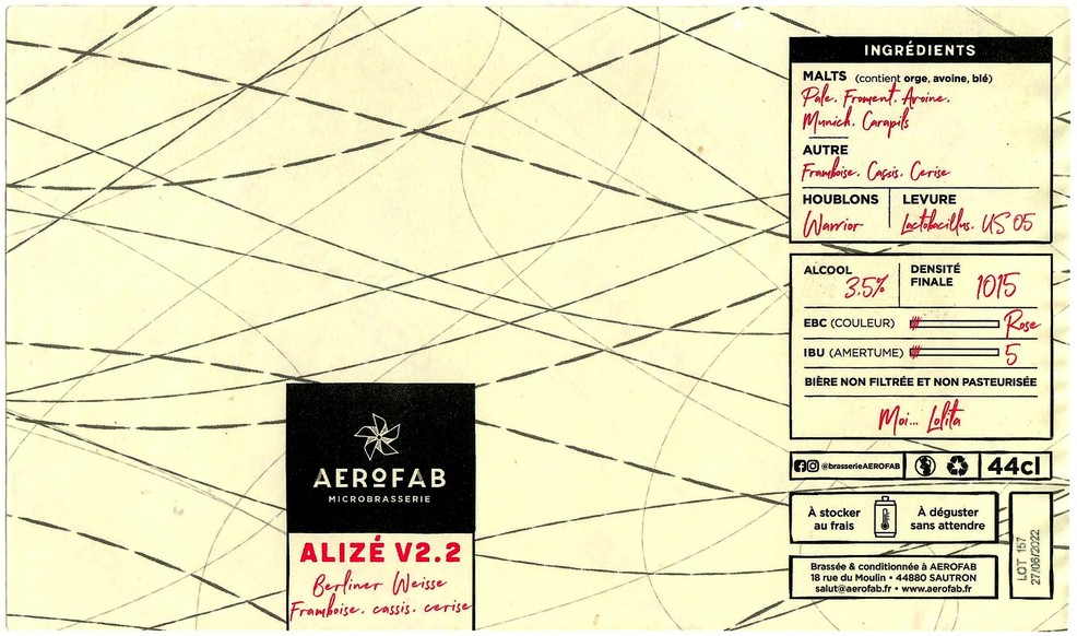 Etiquette BRASSERIE AEROFAB 08