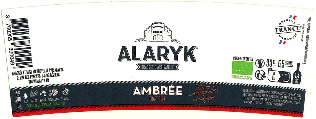 Etiquette BRASSERIE ALARYK 16