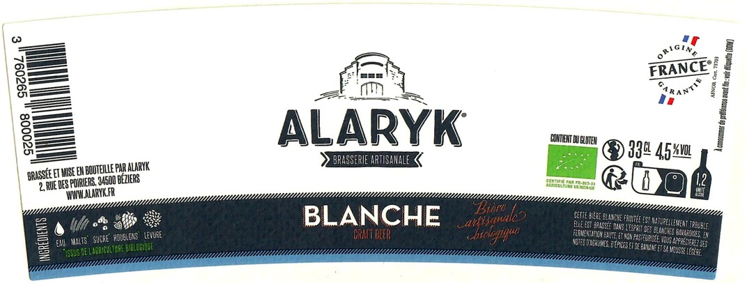 Etiquette BRASSERIE ALARYK 17