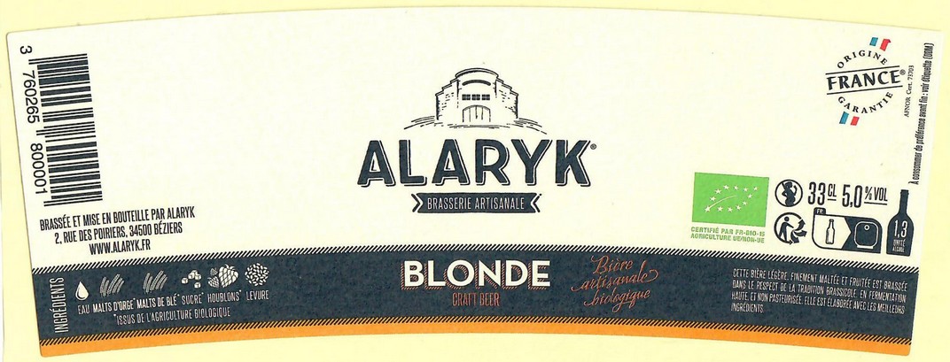 Etiquette BRASSERIE ALARYK 22