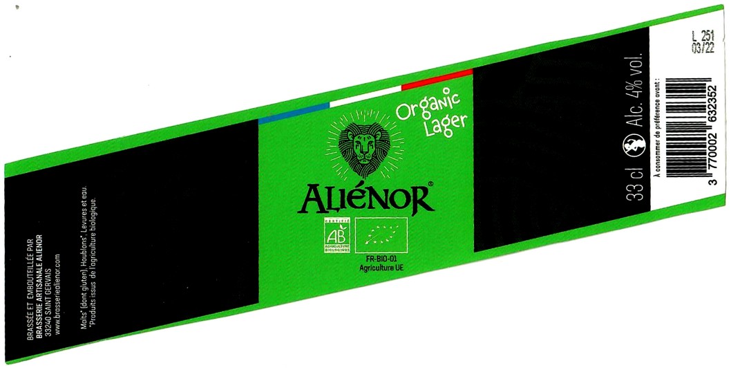 etiquette BRASSERIE ALIENOR 22