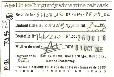 Etiquette BRASSERIE AMMONITE 02B