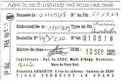 Etiquette BRASSERIE AMMONITE 03B