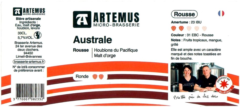 Etiquette BRASSERIE ARTEMUS 12