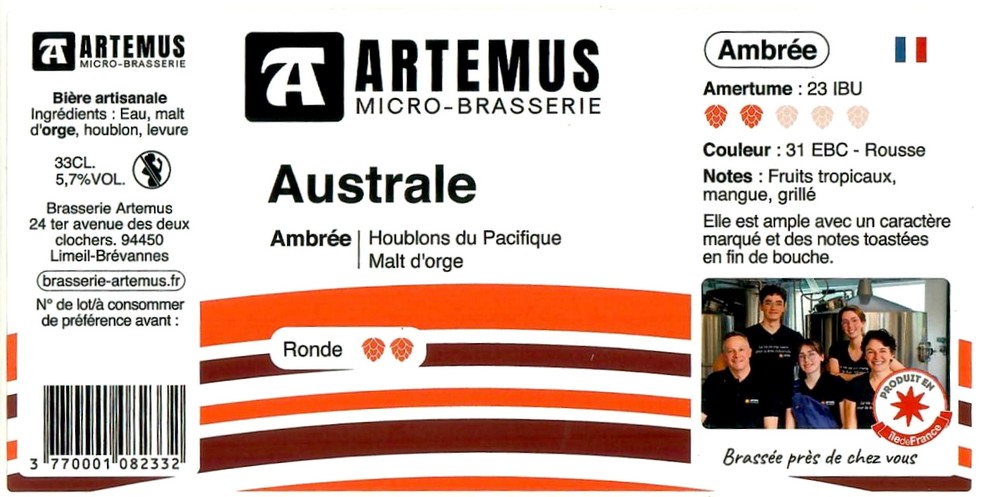 Etiquette BRASSERIE ARTEMUS 21