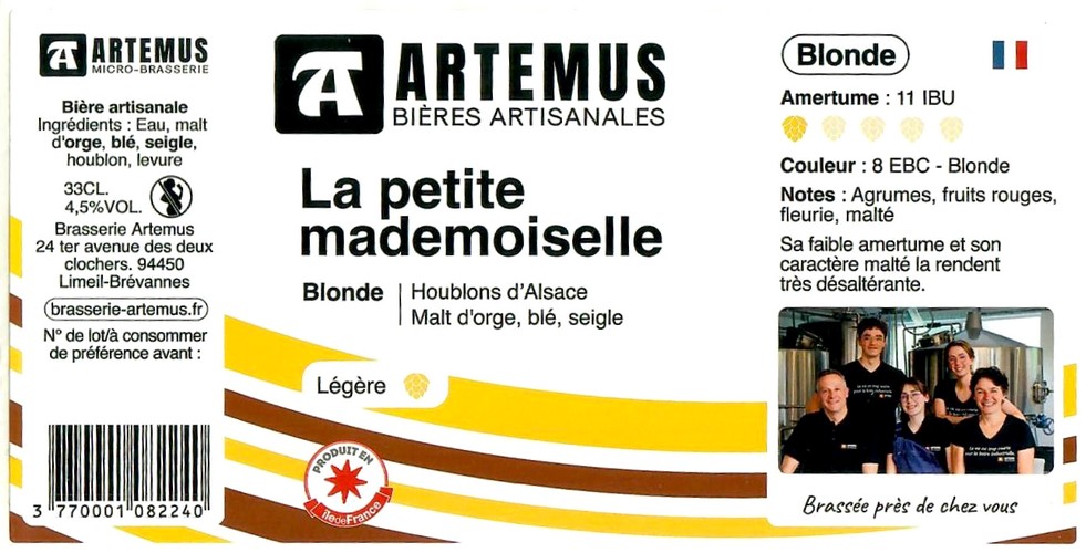 Etiquette BRASSERIE ARTEMUS 24