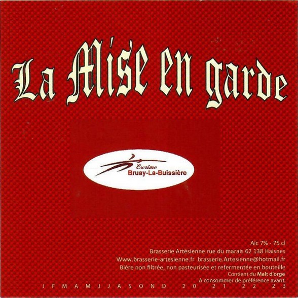 etiquette BRASSERIE ARTESIENNE 140