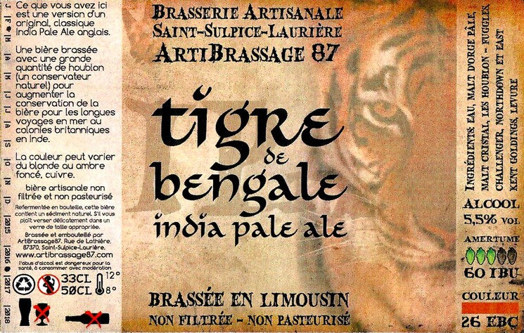 Etiquette BRASSERIE ARTIBRASSAGE 87 02