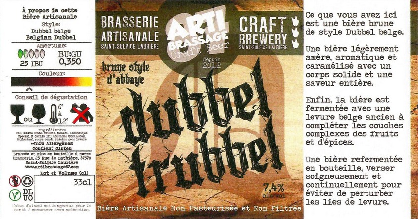 Etiquette BRASSERIE ARTIBRASSAGE 87 13