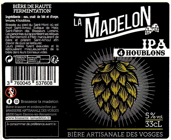 Etiquette BRASSERIE ARTISANALE DES VOSGES 52