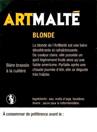 Etiquette BRASSERIE ARTMALTE 03B