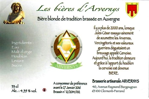 etiquette BRASSERIE ARVERNYS 01