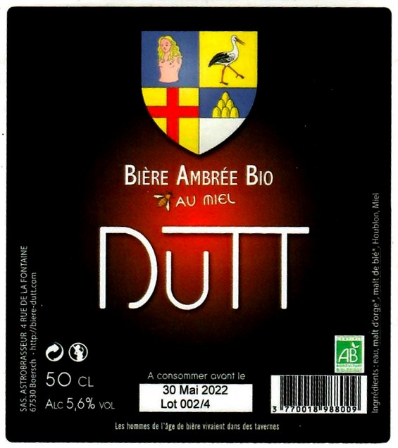 etiquette BRASSERIE BIERES DUTT 02