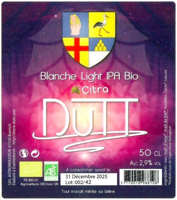 Etiquette BRASSERIE ASTROBRASSEUR 07