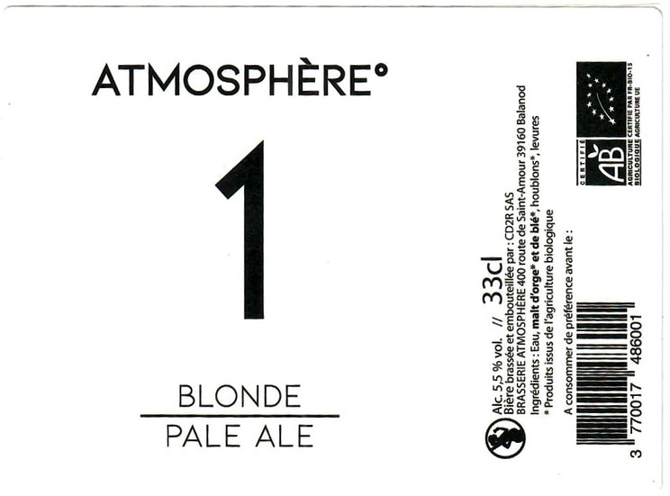 Etiquette BRASSERIE ATMOSPHERE 14