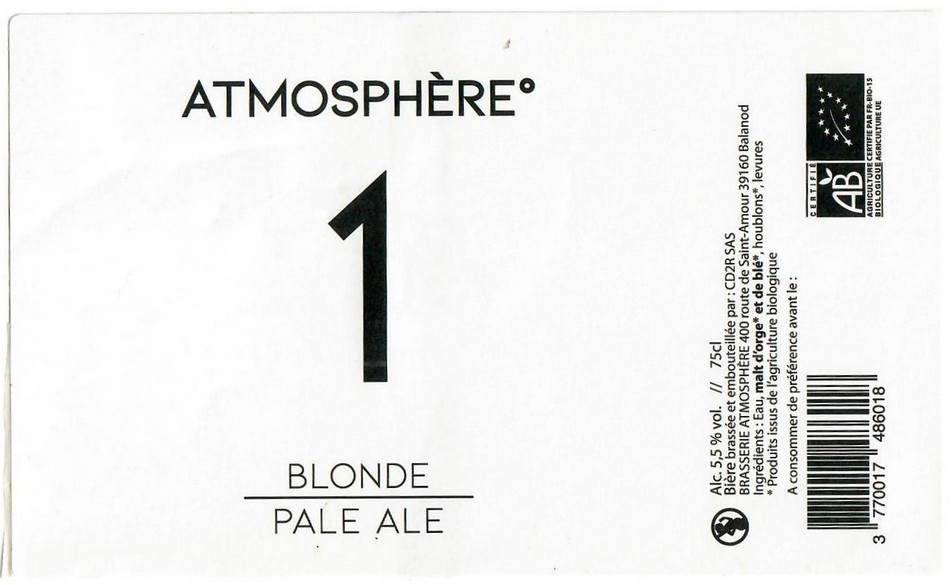 Etiquette BRASSERIE ATMOSPHERE 15