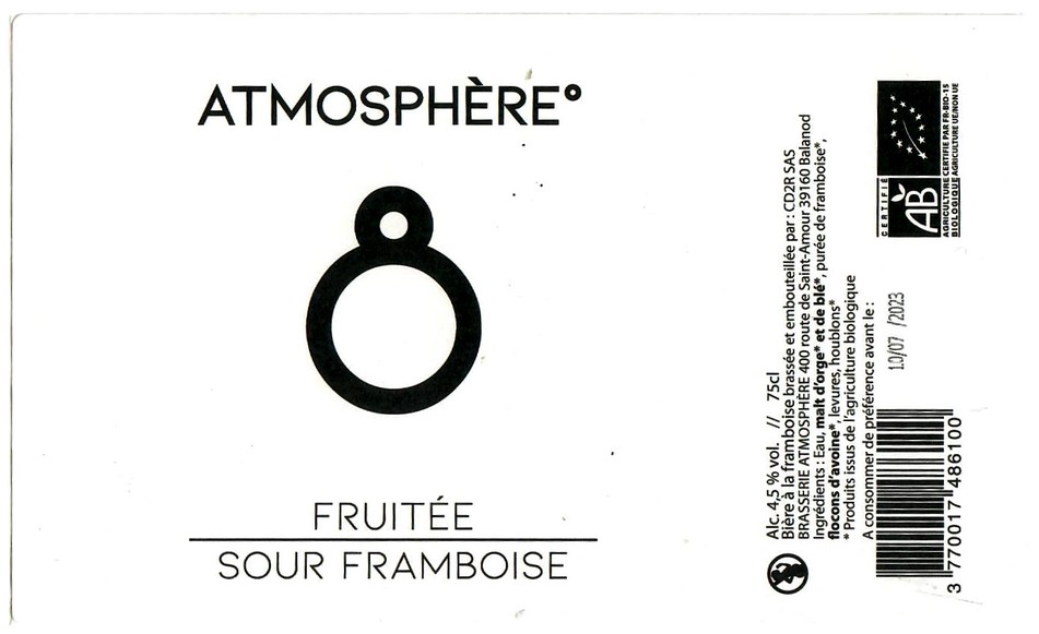 Etiquette BRASSERIE ATMOSPHERE 21