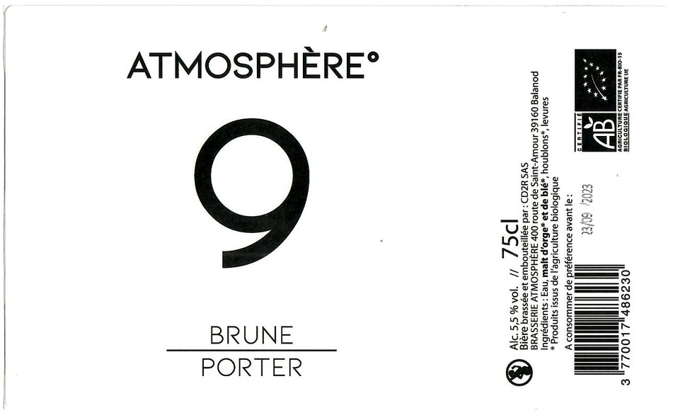 Etiquette BRASSERIE ATMOSPHERE 22