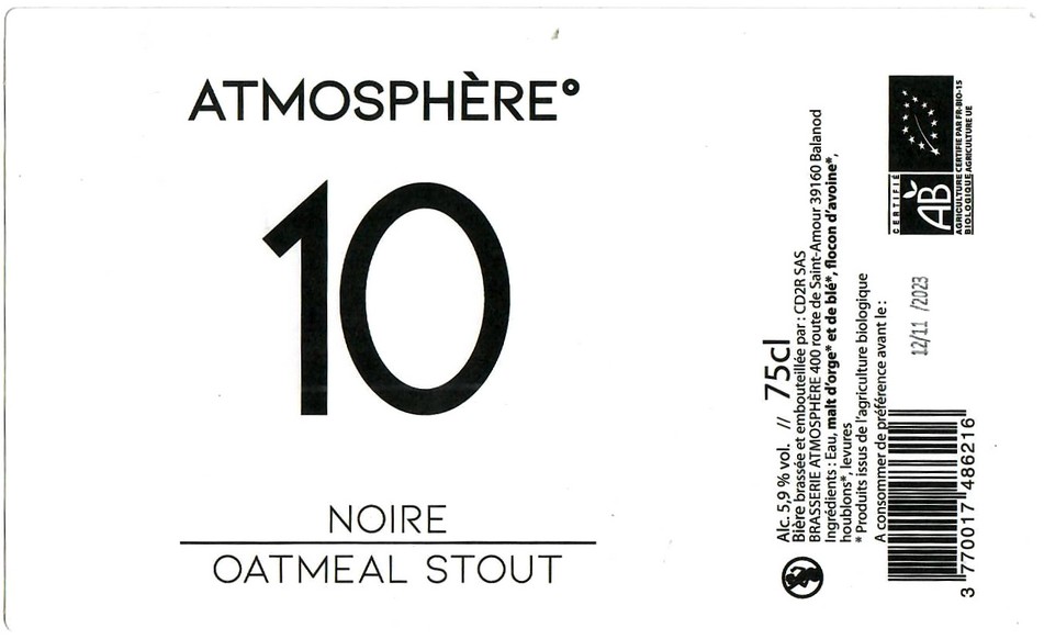 Etiquette BRASSERIE ATMOSPHERE 23