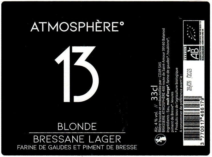 Etiquette BRASSERIE ATMOSPHERE 26