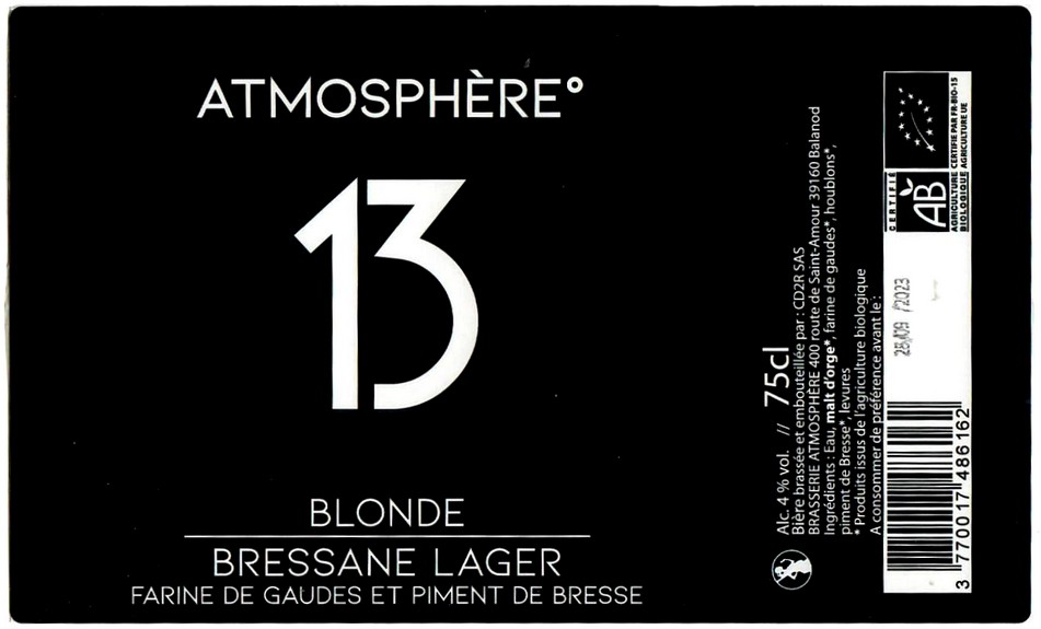 Etiquette BRASSERIE ATMOSPHERE 27