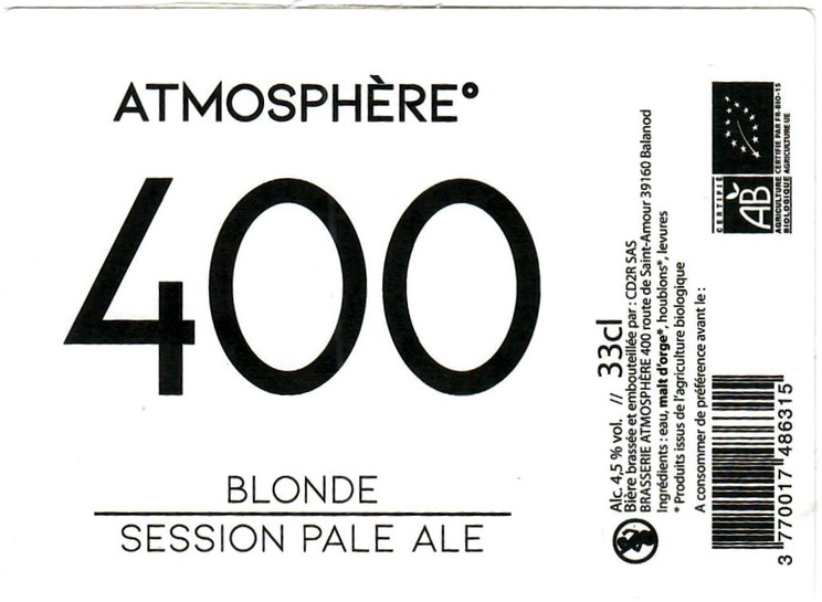 Etiquette BRASSERIE ATMOSPHERE 29