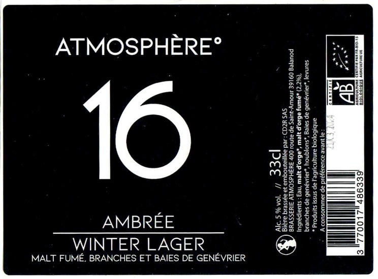 Etiquette BRASSERIE ATMOSPHERE 34