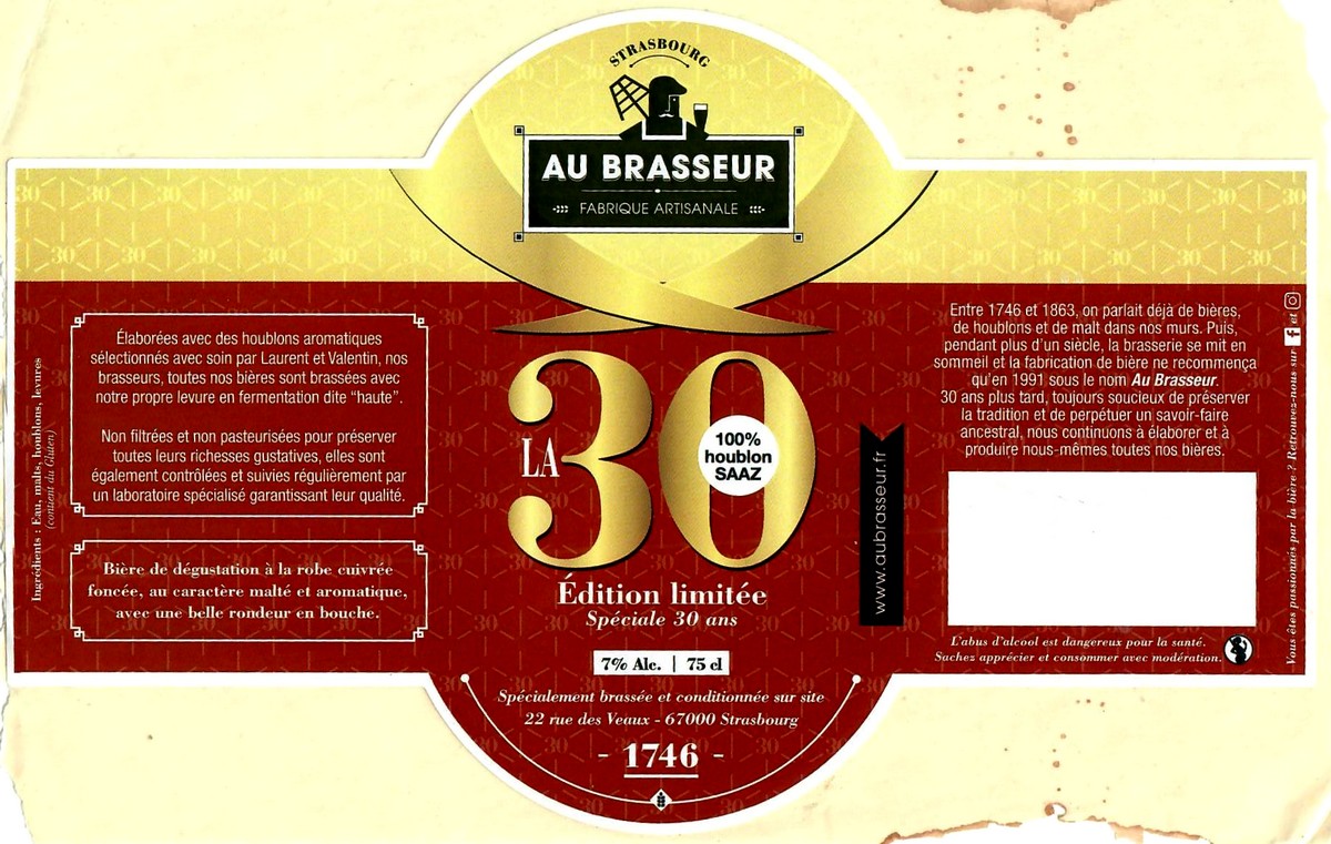Etiquette BRASSERIE AU BRASSEUR 19