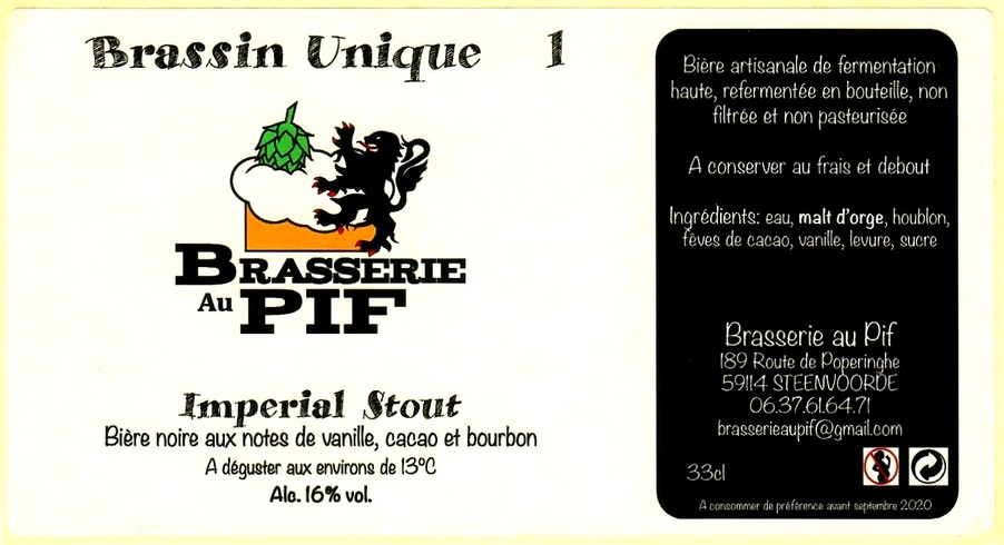 etiquette BRASSERIE AU PIF 20