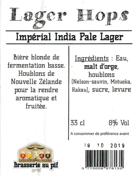 Etiquette BRASSERIE AU PIF 36