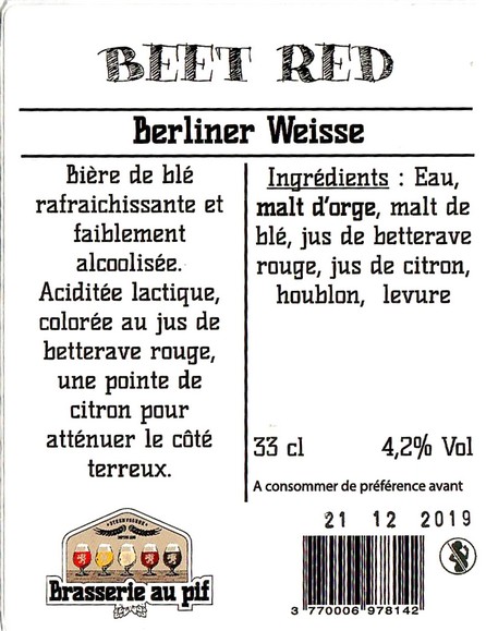 Etiquette BRASSERIE AU PIF 37