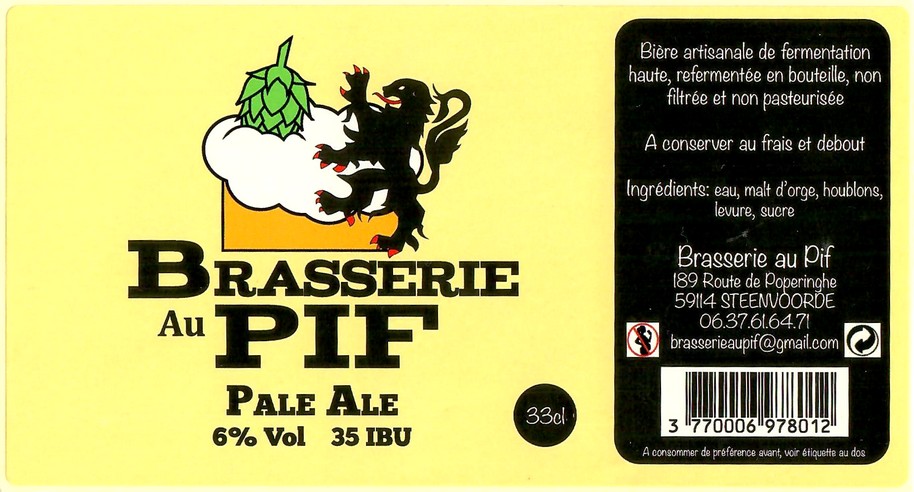 Etiquette BRASSERIE AU PIF 40