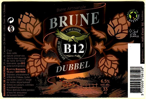 etiquette BRASSERIE AVEYRON 17