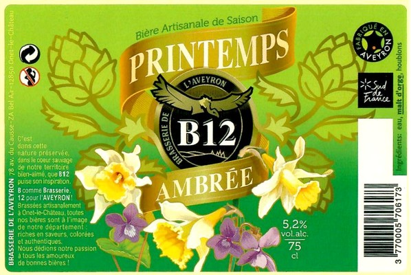 Etiquette BRASSERIE AVEYRON 33