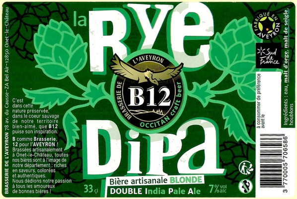 Etiquette BRASSERIE AVEYRON 38