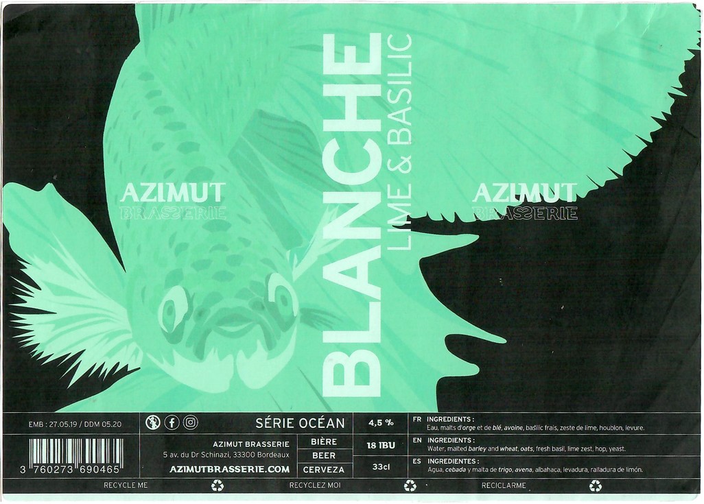 Etiquette BRASSERIE AZIMUT 34