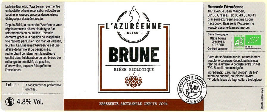 Etiquette BRASSERIE AZUREENNE 10