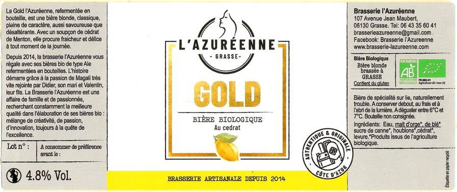 Etiquette BRASSERIE AZUREENNE 11