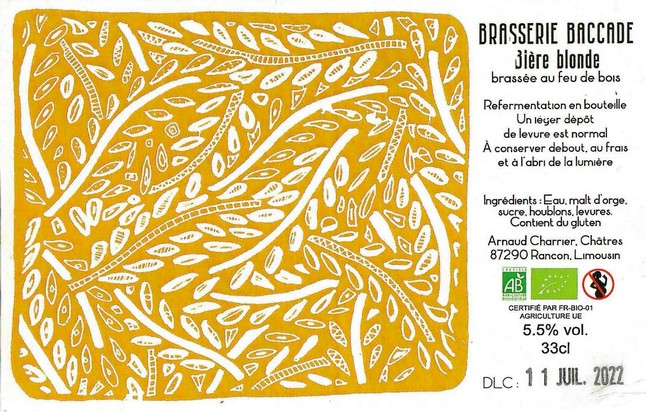 Etiquette BRASSERIE BACCADE 01