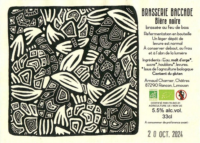 Etiquette BRASSERIE BACCADE 17