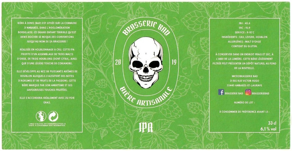 Etiquette BRASSERIE BAD 13