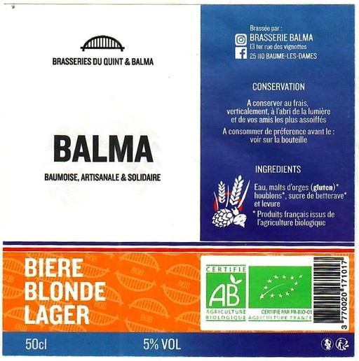 Etiquette BRASSERIE BALMA 01