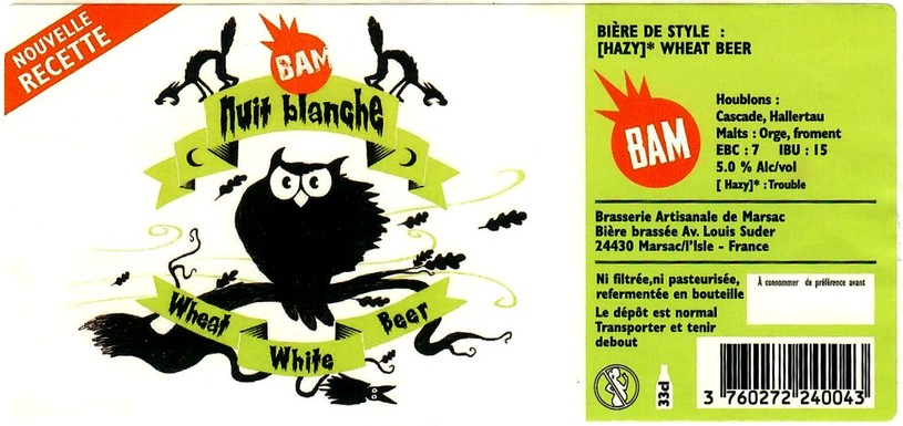 etiquette BRASSERIE ARTISANALE DE MARSAC 32