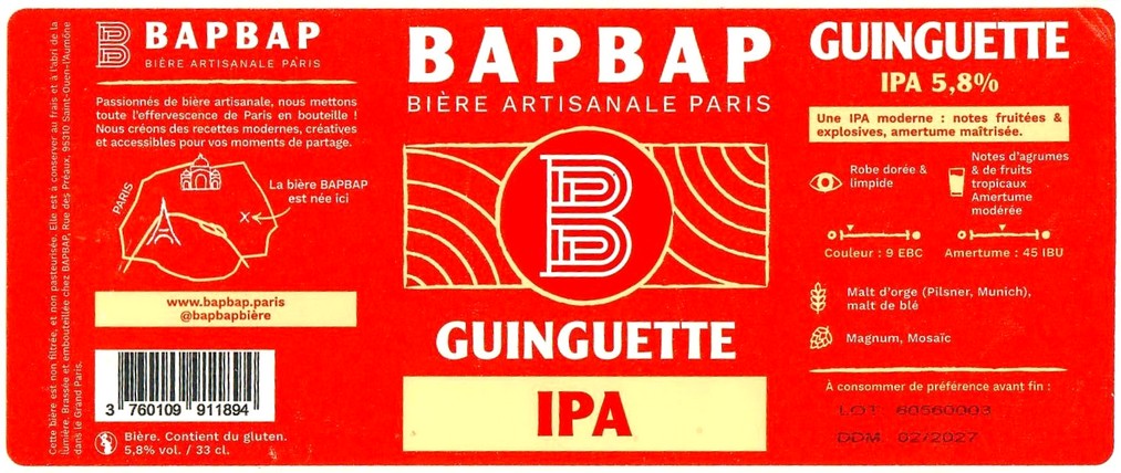 Etiquette BRASSERIE BAPBAP 95 01