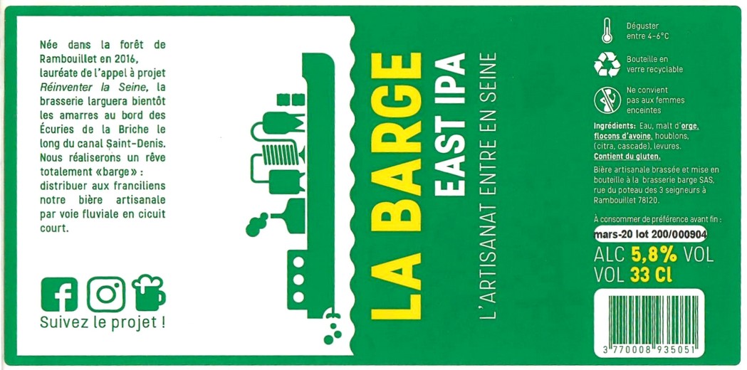 Etiquette BRASSERIE BARGE 07